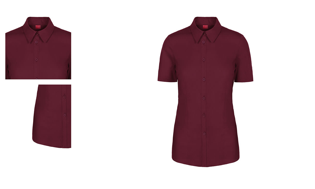 Hemden-Blusen Kurzarm mit Stretch ST-521 Bordeaux Herren