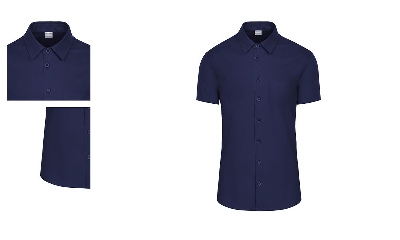 Hemden-Blusen Kurzarm mit Stretch ST-521 Dunkelblau Damen
