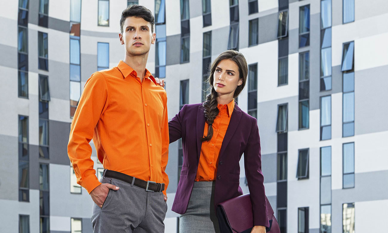 Hemden-Blusen Langarm ST-500-LA Orange Fashion