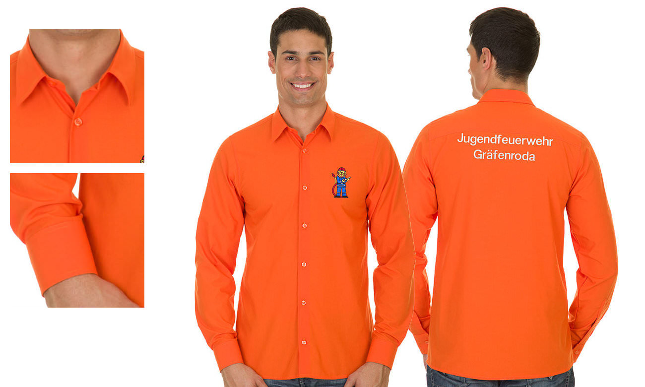 Hemden-Blusen Langarm ST-500-LA Orange Herren