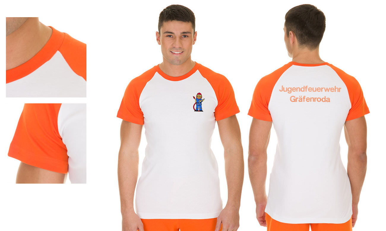 Raglan-Shirts ST-110 Weiss-Orange Herren