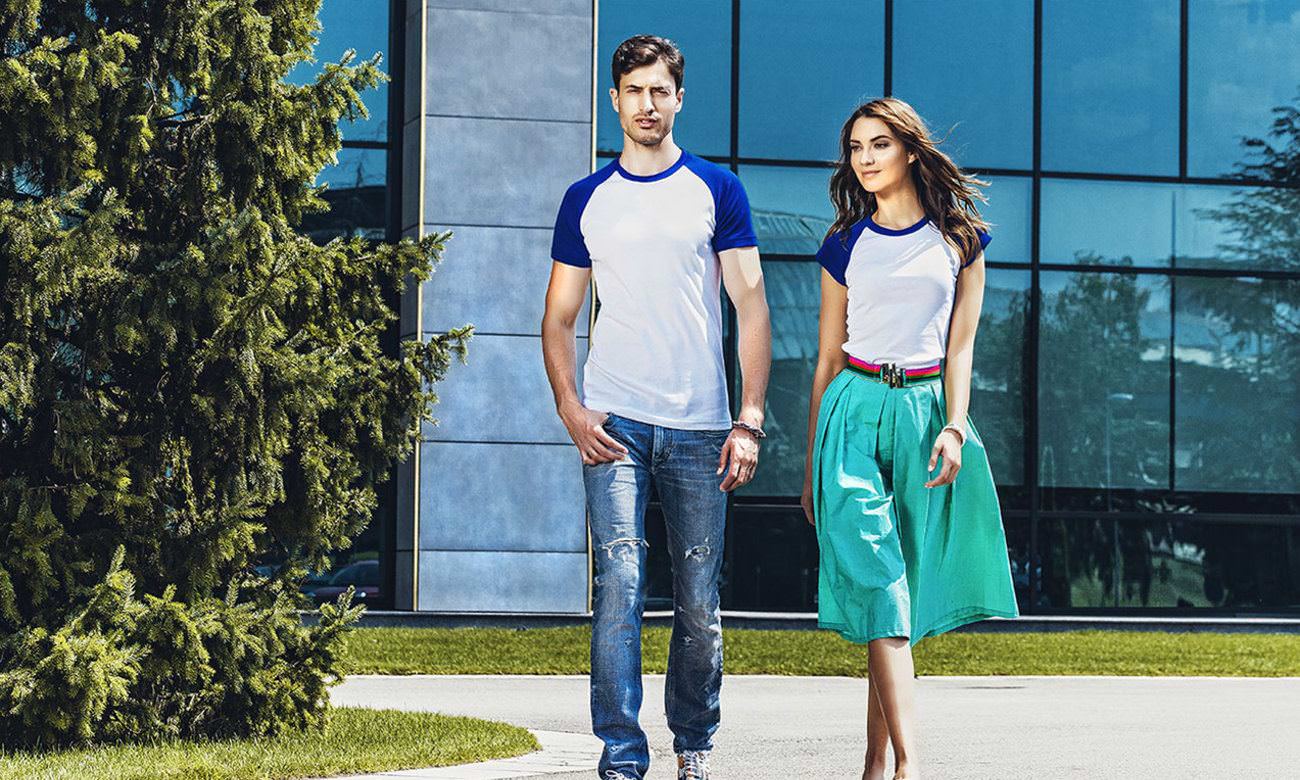 Raglan-Shirts ST-110 Weiss-Royalblau Fashion