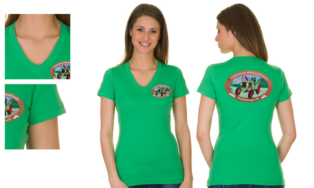 T-Shirts V-Ausschnitt Kurzarm ST-105 Kellygrün Damen