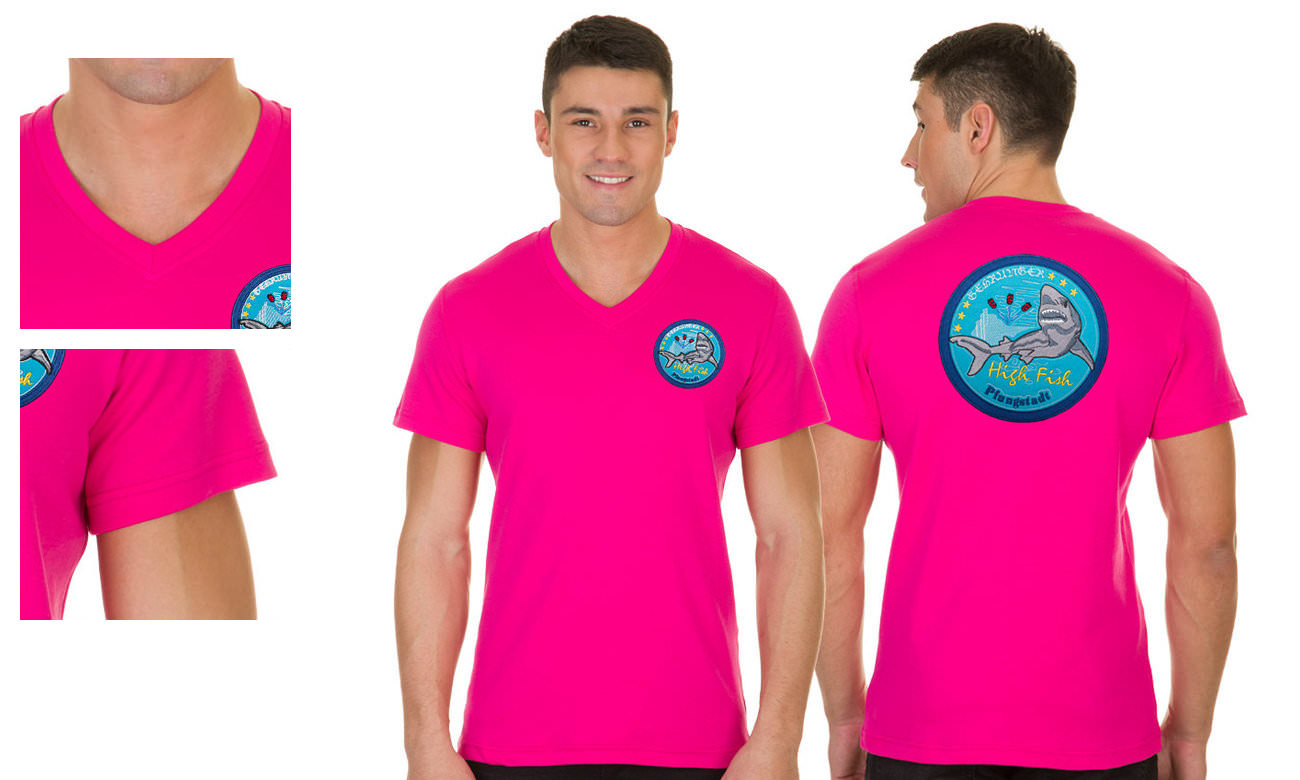 T-Shirts V-Ausschnitt Kurzarm ST-105 Pink Herren